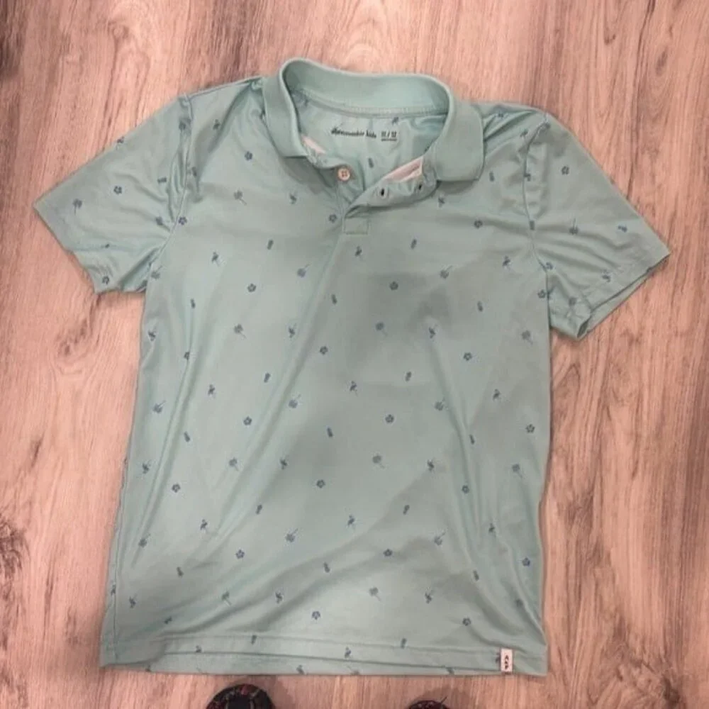ABERCROMBIE KIDS PALM TREE TURQUOISE POLO SHIRT SIZE 11/12 BOYS
